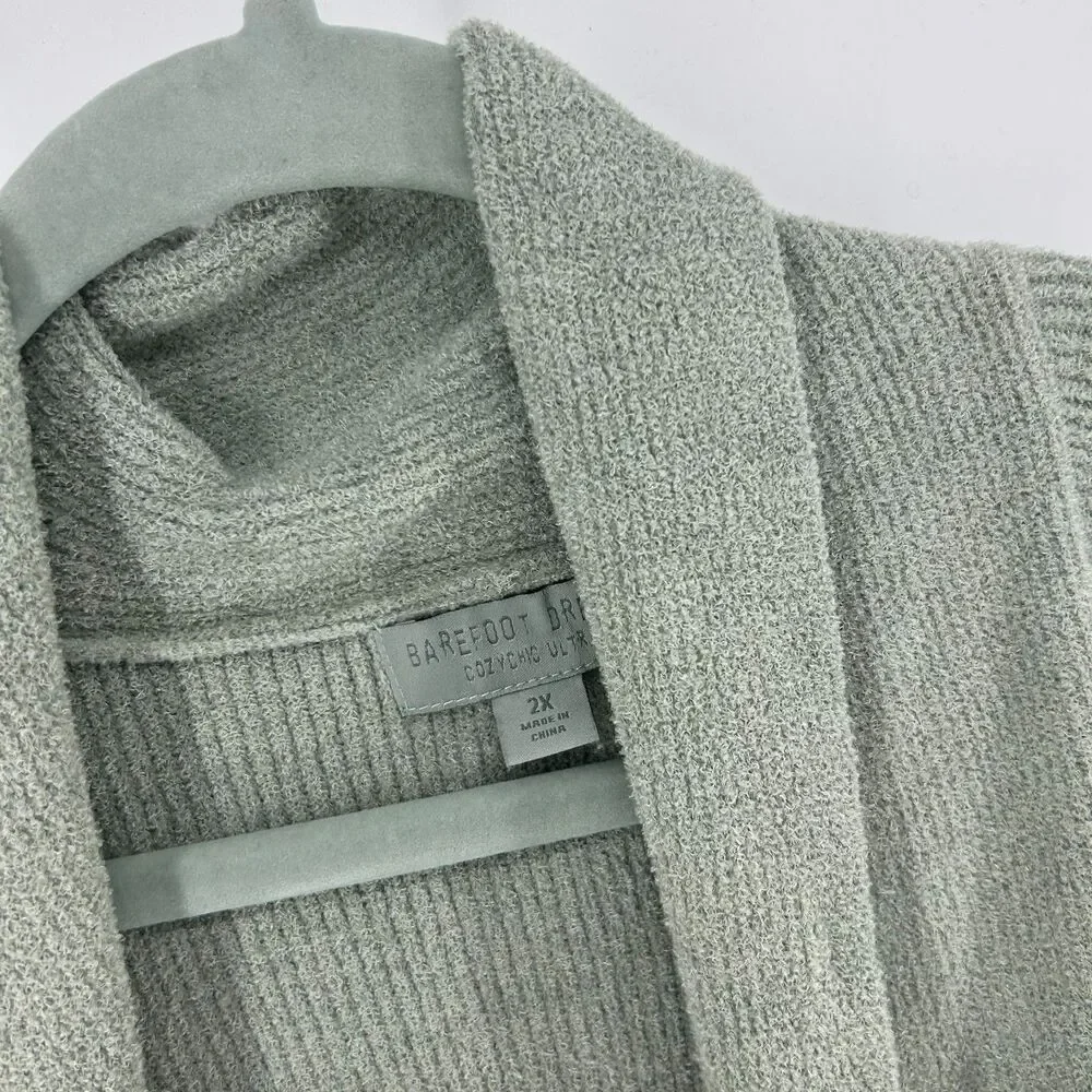 Barefoot Dreams CozyChic Ultra Lite Cocoon Cardigan Womens 2XL Green Beach Glass